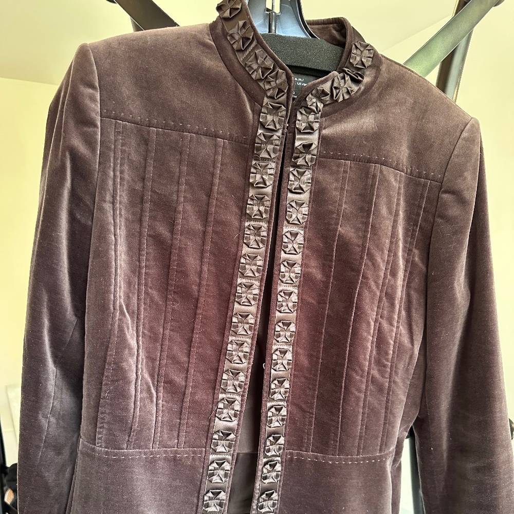 Gorgeous chocolate velvet fitted blazer with alpine flair